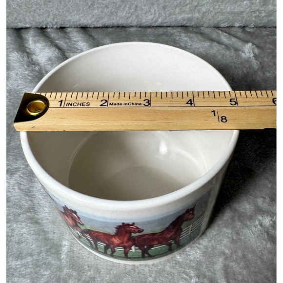 Vintage Ceramic Horse Scene Country Farm Stoneware Crock Planter Equestrian - Picture 4 of 7